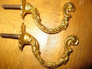 Two (2) Matching French Robe Hooks Brass Gilt Hooks Garnitures Circa 1900 photo