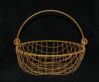 Primitive Rusty Wire Basket - - - Round W/ Handle photo