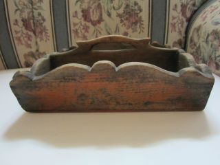 Early Antique Cutlery Box Tray Primitive Tote photo