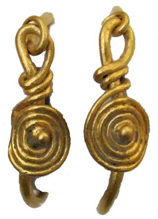 Gold Roman Earrings With Filigree 25mm 3.  75g R - 312 photo