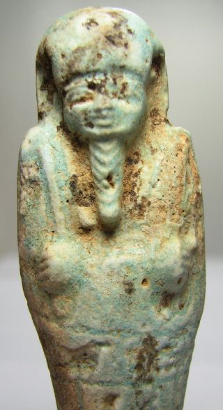 Pc2004uk A Late Period Egyptian Shabti In Glazed Faience With Heiroglyphics S9 photo