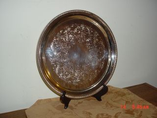 International Silver Plate Silver Plate Round Platter/seal On Back/detailed photo