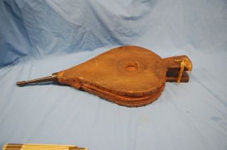 19th C.  Wood/leather/iron Fireplace Bellows photo
