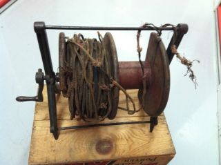 Antique Circa.  1880 Cast Iron And Wood Explosive Wire Wheel,  Rare photo