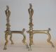 Pr.  Of Continental Brass Andirons - Mid To Late 19th C Hearth Ware photo 2