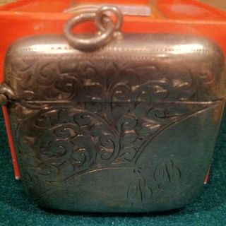 Sterling Sliver Victorian Match Safe With Bb On It.  Has Sliver Makers Marks. photo