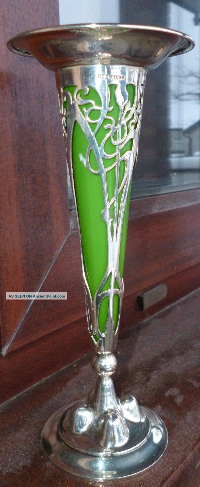 Solid Silver & Glass Roberts & Belk Sheffield 1909 Art Nouveau Vase Vases & Urns photo
