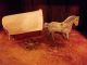 Antique Early 1900 ' S Gibbs Mechanical Walking Horse And Covered Wagon Pull Toy Primitives photo 1
