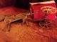 Antique Early 1900 ' S Gibbs Mechanical Walking Horse And Covered Wagon Pull Toy Primitives photo 8