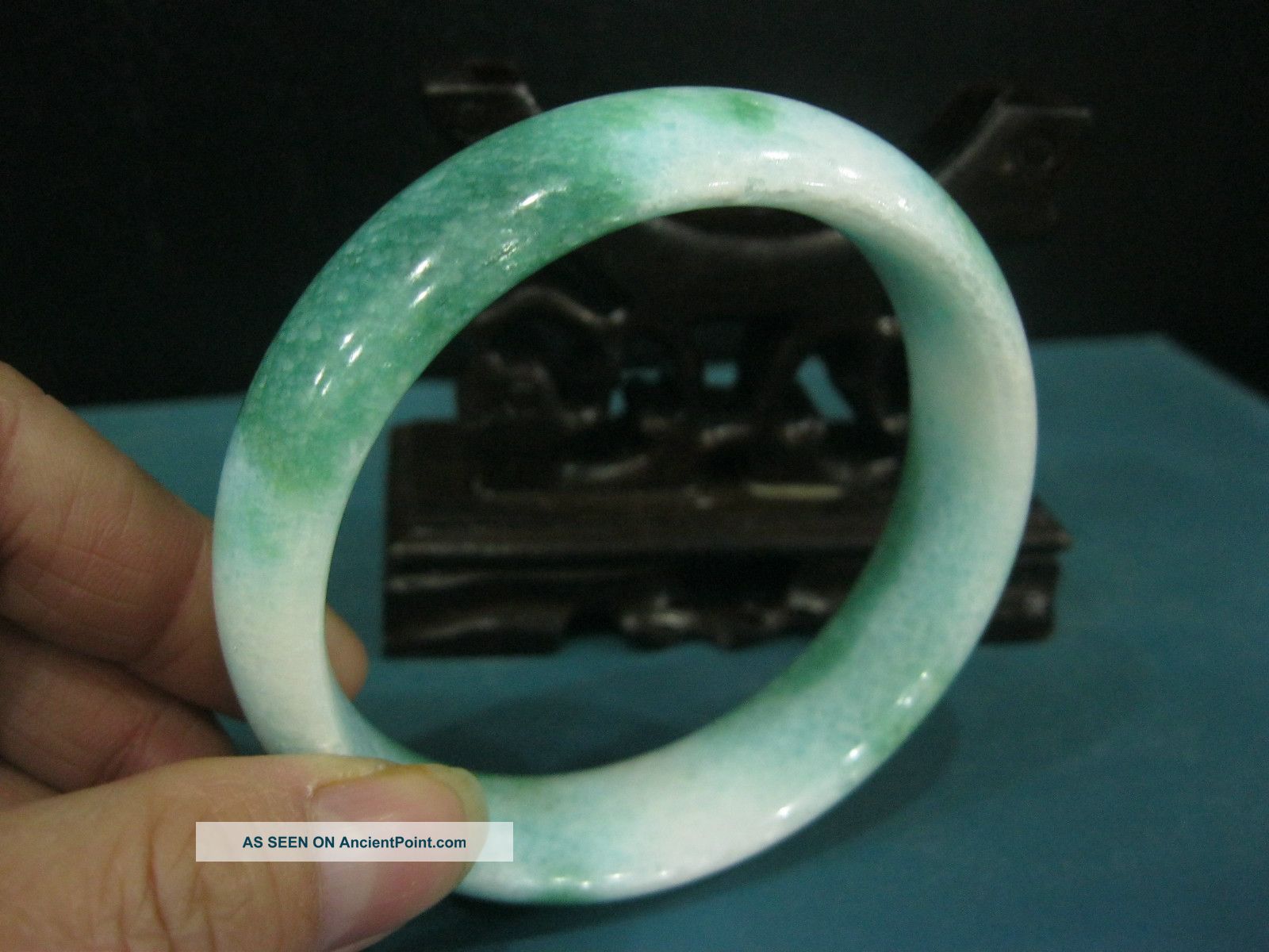 Chinese Green Jade Bangle/bracelet/internal Diameter 62mm R Bracelets photo