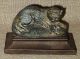 Antique Stunning French Spelter Bronze Cat & Mouse Figurine On Composition Base Metalware photo 1