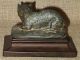 Antique Stunning French Spelter Bronze Cat & Mouse Figurine On Composition Base Metalware photo 2