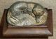 Antique Stunning French Spelter Bronze Cat & Mouse Figurine On Composition Base Metalware photo 4
