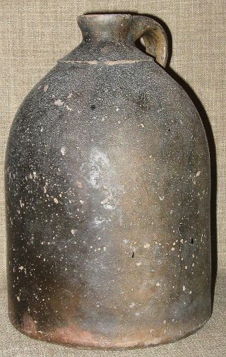 Rare Antique Large Salt - Glazed Redware Stoneware Jug W/applied Handle & Neck photo