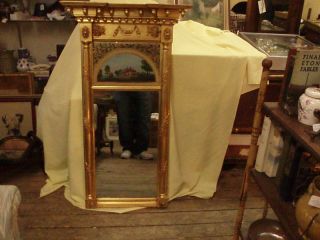 Federal Gold Guilded Mirror With Reversed Painted Panel photo