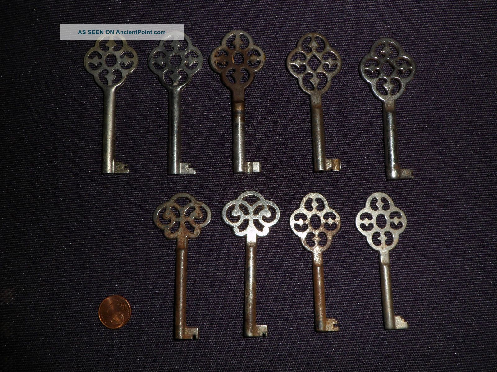 9 Antique Germany Furniture Keys Lot 1900-1950 photo
