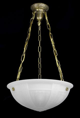 Milk Glass Pendant Brass Bronze Antique Vintage Hanging Light Lantern Large photo