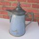 1890s Tall Dappled Grey Graniteware (enamel) & Pewter Coffee Pot (teapot) Other photo 8