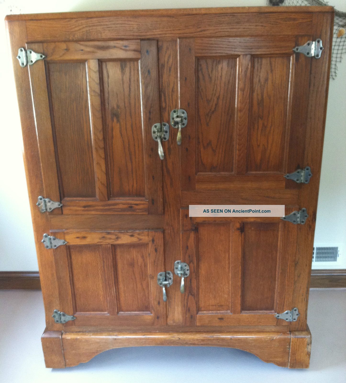 1900 ' S Four Door Antique Herrick Oak Ice Box 1900-1950 photo