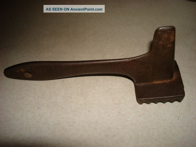 Antique Cast Iron Meat Mallet Tenderizer Hammer Unique Design Patina Other photo