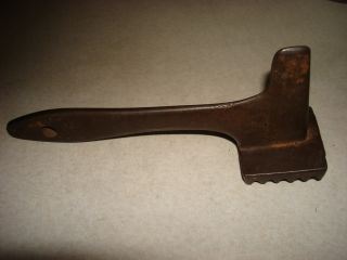 Antique Cast Iron Meat Mallet Tenderizer Hammer Unique Design Patina photo