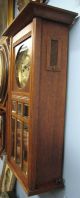 Early 1920 ' S Antique Arts And Crafts Beveled Paneled Glass 3 Chime Wall Clock Arts & Crafts Movement photo 4