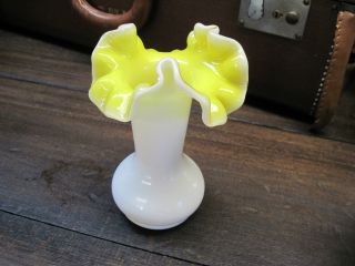 Yellow Encased Glass Ruffle Bud Vase photo