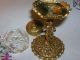 Lot 2 Exquisite Collectible Vintage Ornate Saccharin 1950s Gold Glass Containers Other photo 1