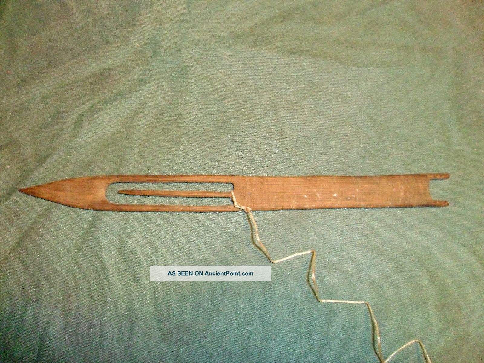 Primitive Fishing Net Weaving Shuttle Carved Notched Wood - Fish Net Repair Primitives photo