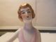 Antique German Pincushion Half Doll Flapper Girl With Pink Top Short Brown Hair Pin Cushions photo 1