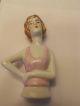 Antique German Pincushion Half Doll Flapper Girl With Pink Top Short Brown Hair Pin Cushions photo 8