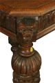Antique Ornate Flemish Mechelen Oak Dining Table With Carved Lions & Turned Legs 1900-1950 photo 3