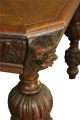 Antique Ornate Flemish Mechelen Oak Dining Table With Carved Lions & Turned Legs 1900-1950 photo 4