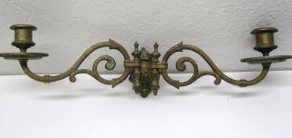 Antique Set Of Brass Piano Candlesticks Holders Sconces photo