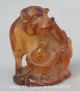 Rare China Chinese Amber Chrysophoron Fengshui 12 Zodiac Year Pig Statue Reproductions photo 2