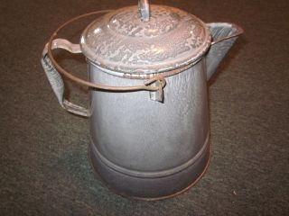 Great Old Enamelware Cowboy Coffee Pot photo