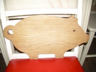 Great Old Vintage Oak Pig Shaped Cutting Board,  With Plugged Eyes And Nostrils photo