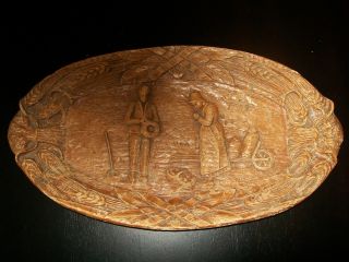 Antique Black Forest Carved Wood Platter photo