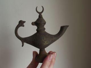 Islamic Antique Turkish Amazing Ottoman Empire Sultan Tughra Brass Oil Lamp photo