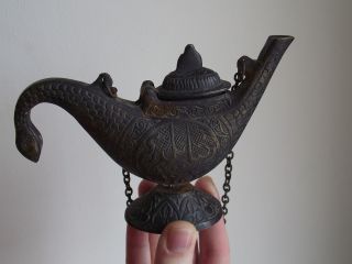 Islamic Antique Arabic Calligraphy Snake Figure Oil Lamp photo
