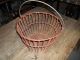 Red Coated Wire Metal Egg Gathering Basket Vtg Antique Primitive Farm Apple Primitives photo 2