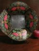 Antique 1800s Folk Art Handpainted Tin Toleware Bread Apple Basket Tole Tray Primitives photo 2
