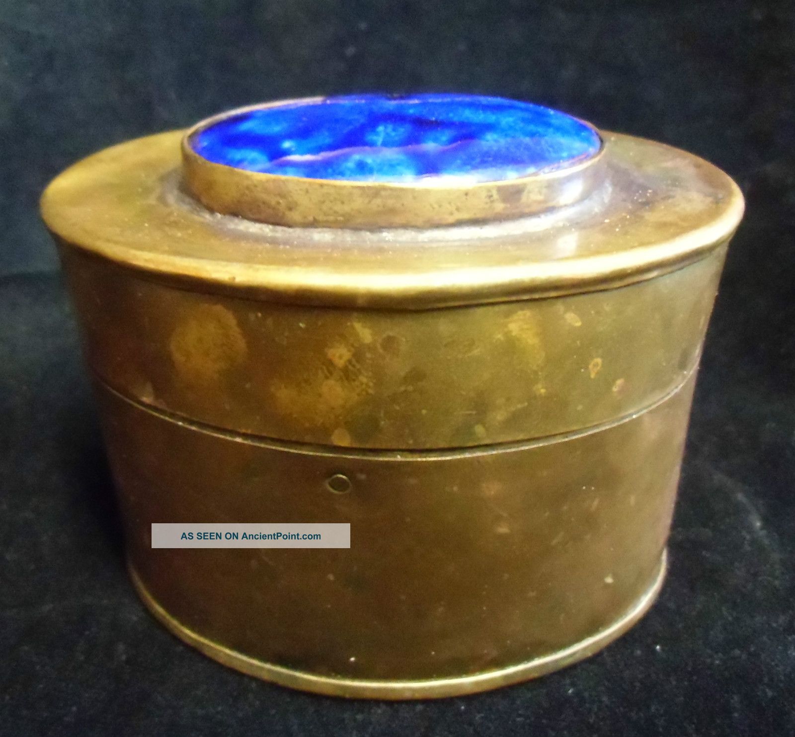 Arts And Crafts Box Brass Table Snuff Box With Ceramic Roundel Arts & Crafts Movement photo