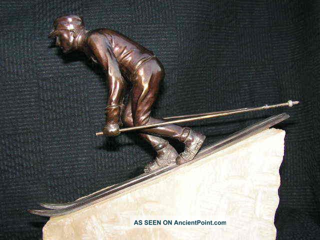 Skifahrer Skier Skieur Skiløper лыжник Sciatore Erste Preis A=kl 1928 Alpenland Metalware photo