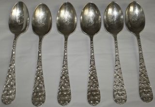 6 Repoussse Schofield Sterling Silver Oval Soups Baltimore Rose photo