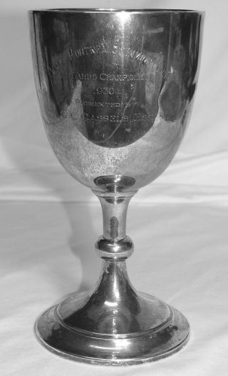 Sterling Silver Bank Of Montreal Swimming Club Trophy 1930,  Large Vintage Goblet photo