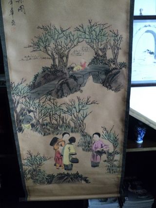 Chinese Scroll Painting - Huayan华岩 Pickmulberry - Leaves photo