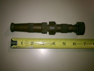 Antique Solid Brass Sherman Gold Label Brand Garden Hose Nozzle - Patina - Wow photo