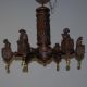 A French Antique Carved Wood Art Breton Figural 6 - Light Chandelier Chandeliers, Fixtures, Sconces photo 10