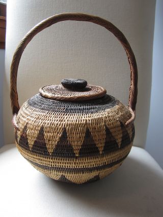 Vintage Papua New Guinea Buka Basket,  Hand Woven 1980s Mt Hagen Png Highlands photo